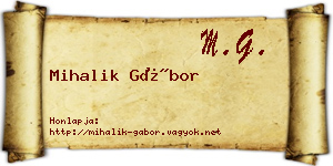 Mihalik Gábor névjegykártya